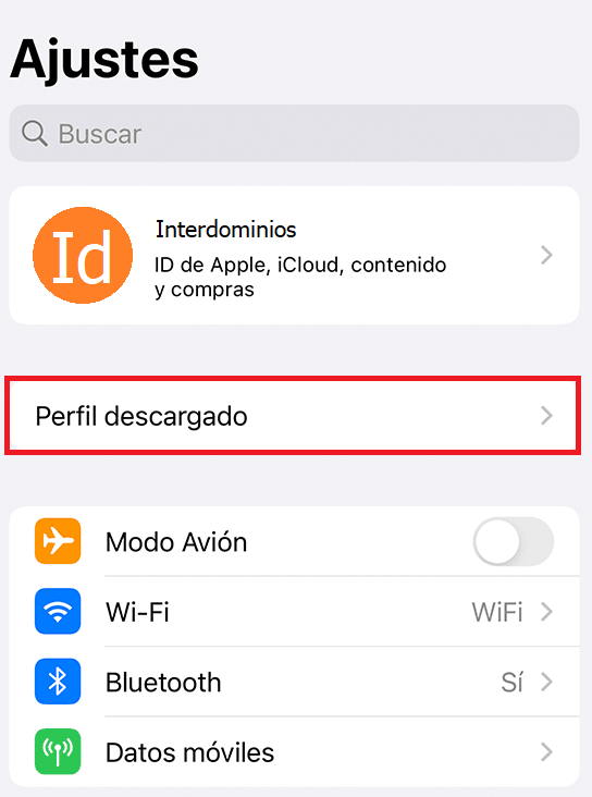 Configurar el nuevo perfil en Iphone o IOS Configurar el nuevo perfil en Iphone o IOS