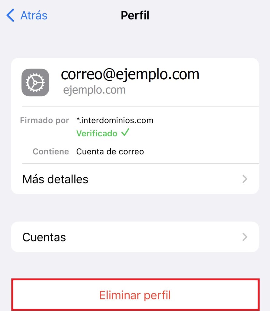 Eliminar perfil Iphone o IOS