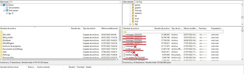Borrar o descargar los procesados