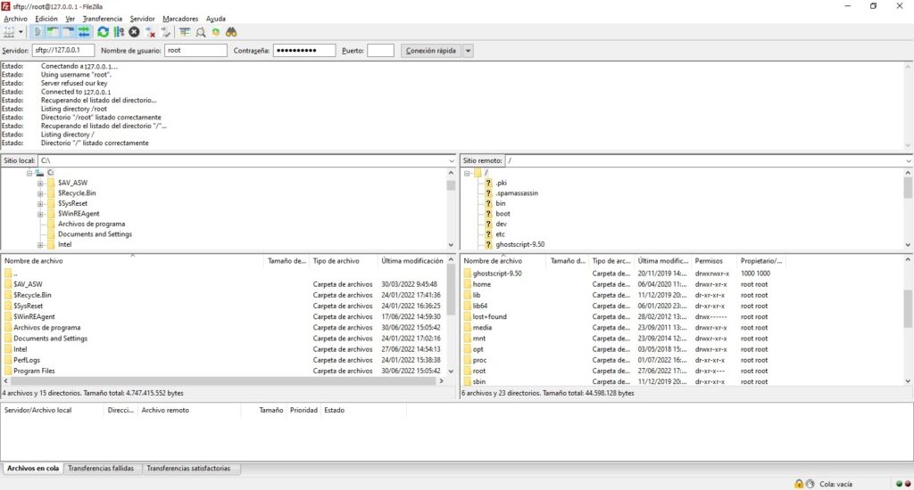 Conexion SFTP Conectado Correctamente
